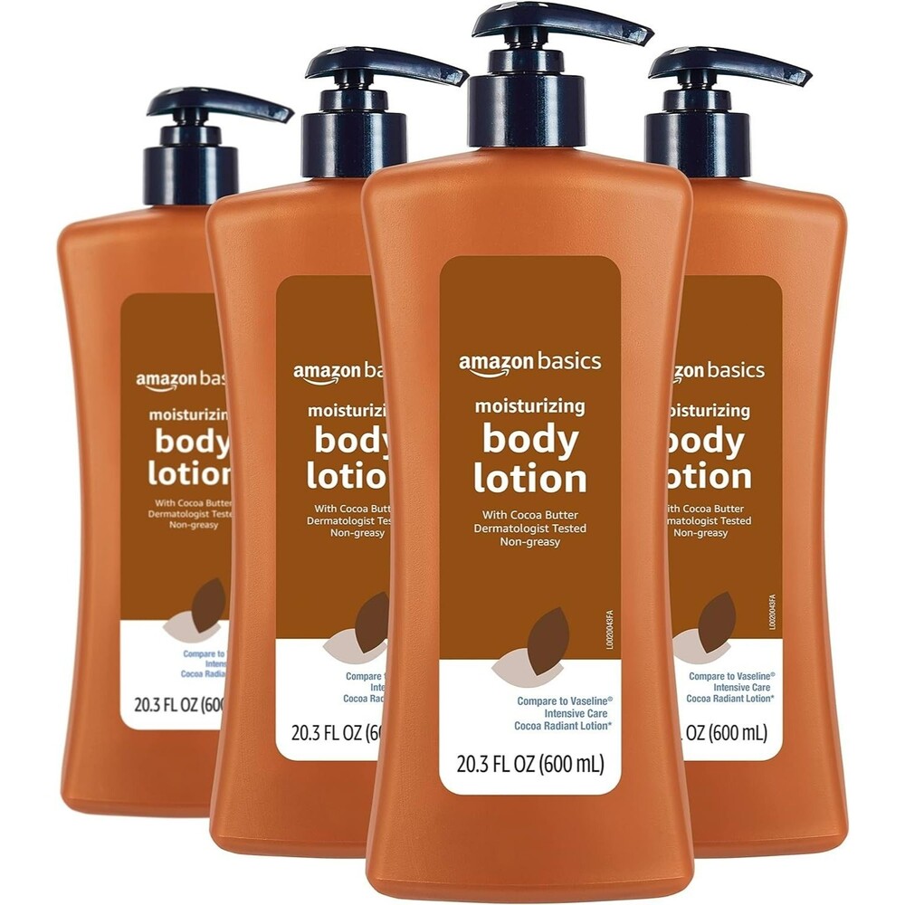 4-Pack Amazon Basics Moisturizing Cocoa Butter Body Lotion for Dry Skin 20.3oz